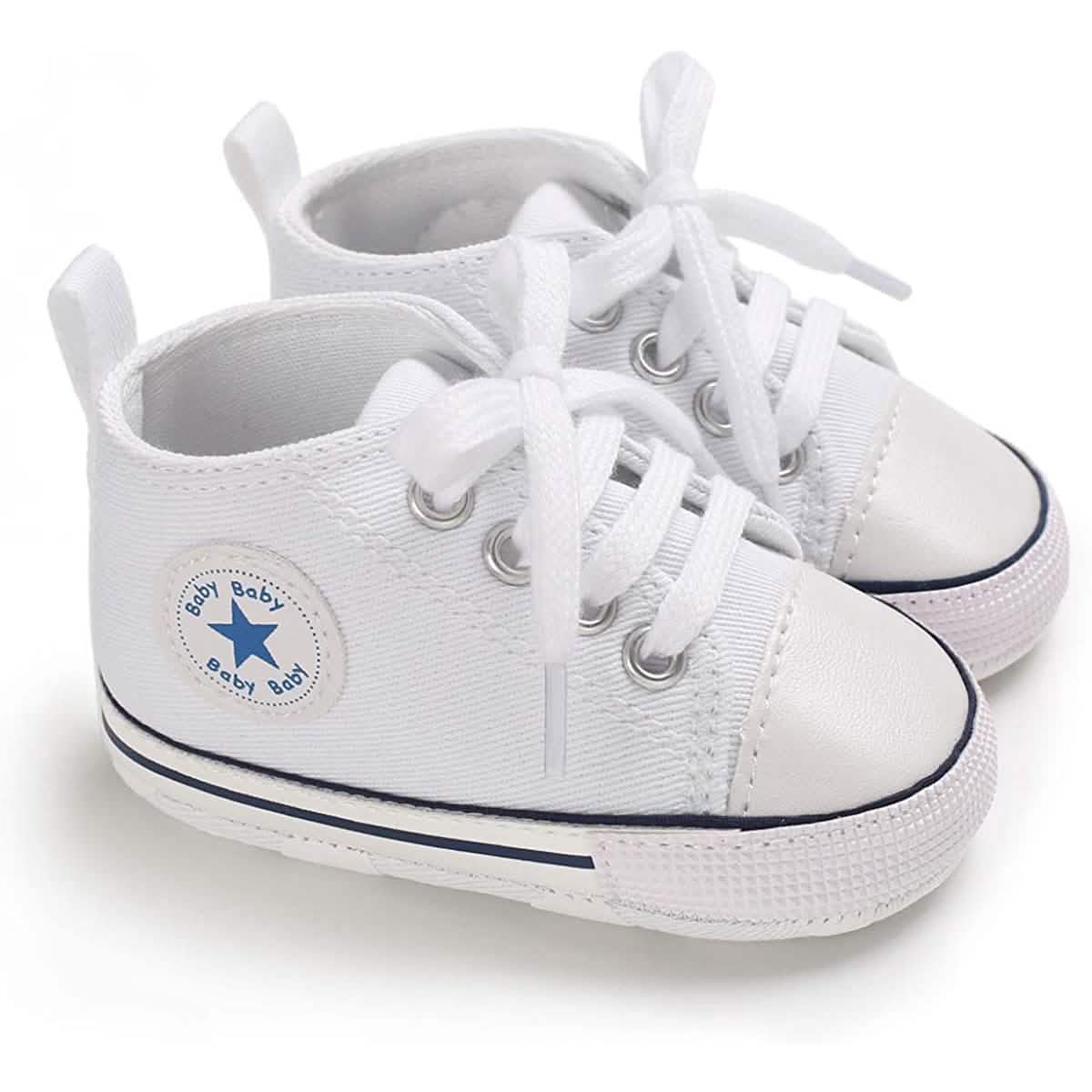 Unisex High Top Sneaker Soft Anti-Slip Sole Newborn Infant Denim Shoes Baby Gear - Tophatter Daily Deals