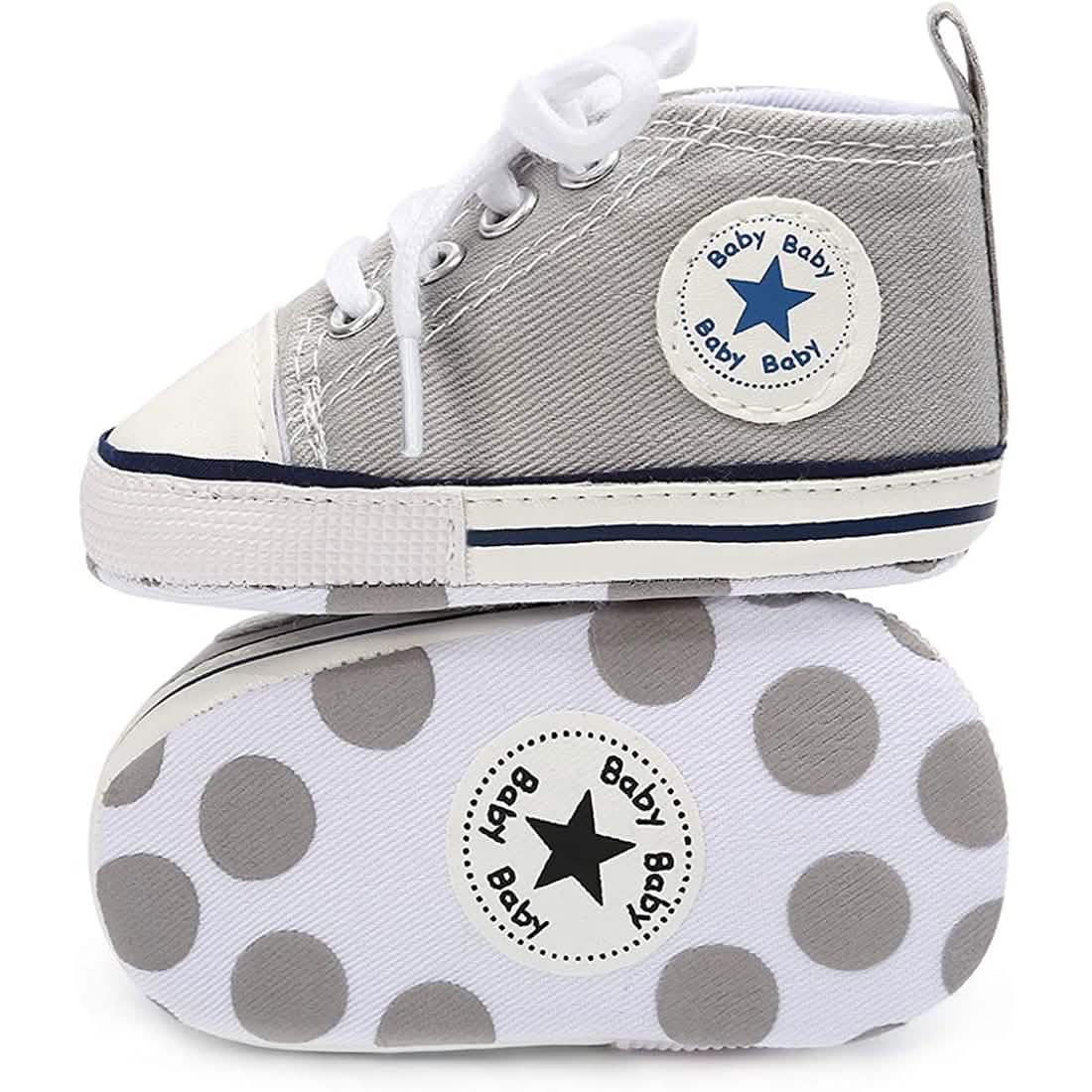 Unisex High Top Sneaker Soft Anti-Slip Sole Newborn Infant Denim Shoes Baby Gear - Tophatter Daily Deals