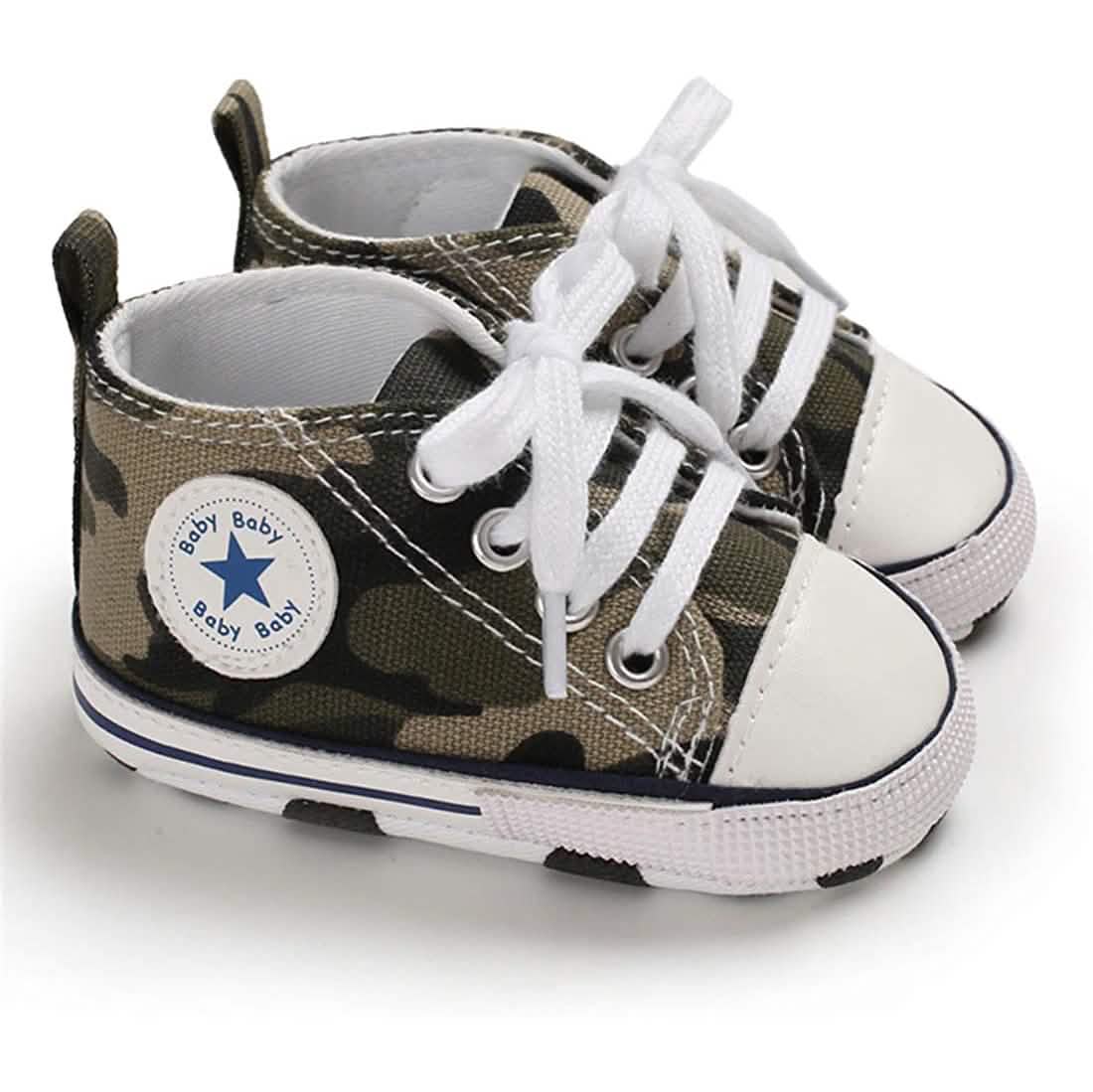 Unisex High Top Sneaker Soft Anti-Slip Sole Newborn Infant Denim Shoes Baby Gear - Tophatter Daily Deals