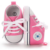 Unisex High Top Sneaker Soft Anti-Slip Sole Newborn Infant Denim Shoes Baby Gear - Tophatter Daily Deals
