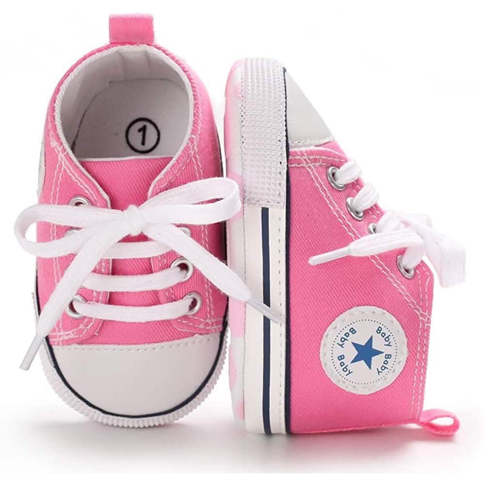 Unisex High Top Sneaker Soft Anti-Slip Sole Newborn Infant Denim Shoes Baby Gear - Tophatter Daily Deals