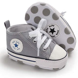 Unisex High Top Sneaker Soft Anti-Slip Sole Newborn Infant Denim Shoes Gray Baby Gear - Tophatter Daily Deals