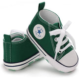 Unisex High Top Sneaker Soft Anti-Slip Sole Newborn Infant Denim Shoes Green Baby Gear - Tophatter Daily Deals