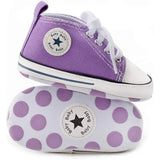 Unisex High Top Sneaker Soft Anti-Slip Sole Newborn Infant Denim Shoes Purple Baby Gear - Tophatter Daily Deals