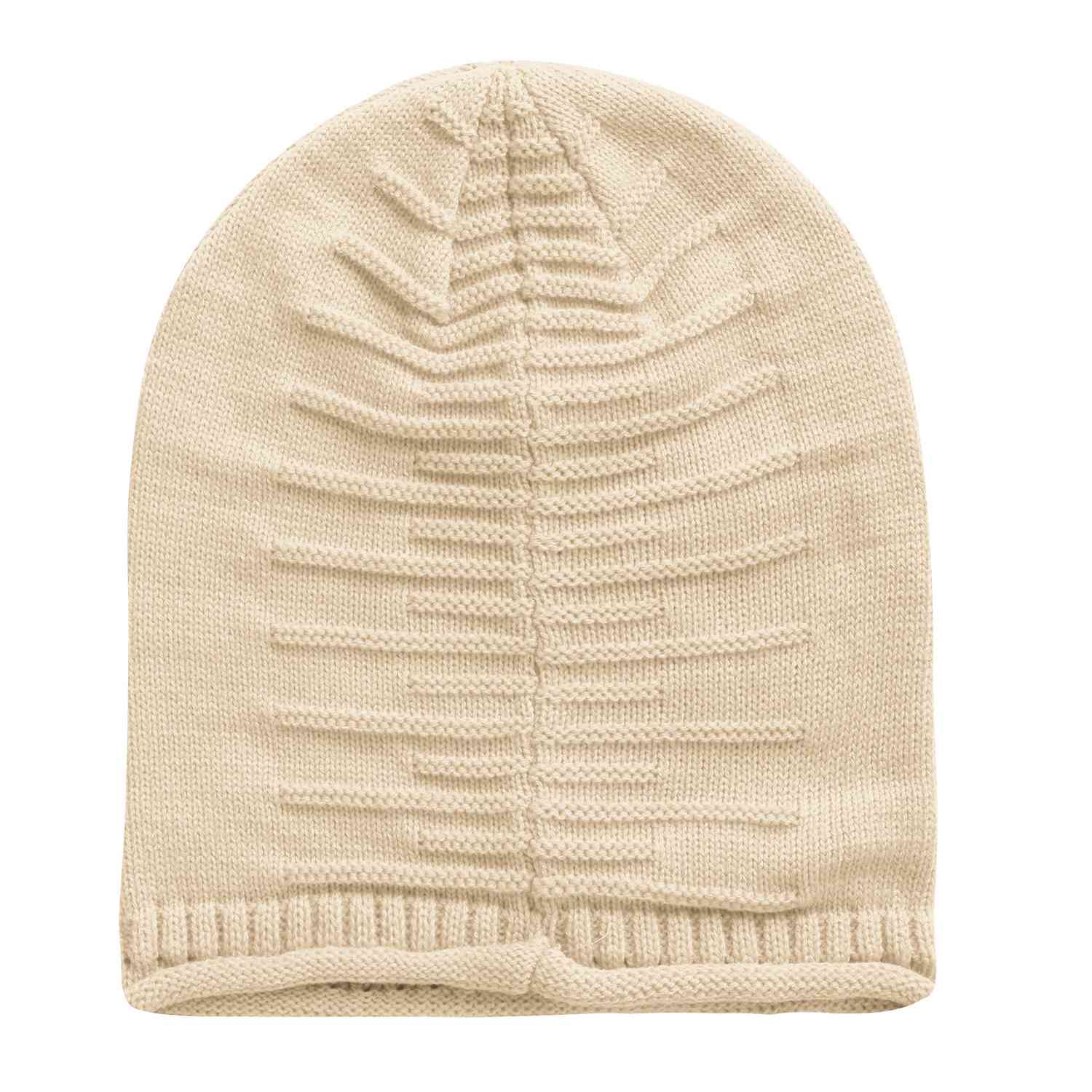 Unisex Knit Beanie Slouchy Baggy Hat Beige Hats - Tophatter Daily Deals