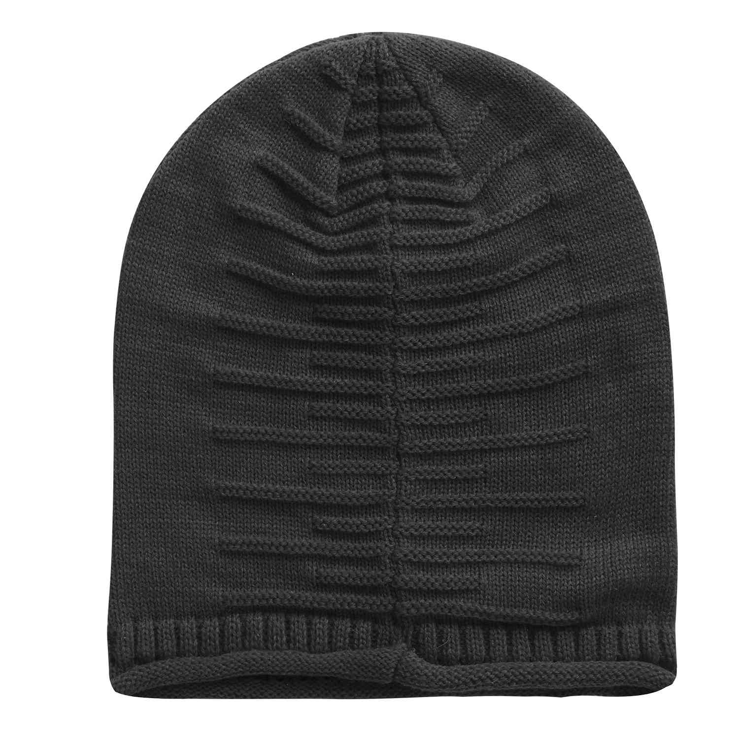 Unisex Knit Beanie Slouchy Baggy Hat Black Hats - Tophatter Daily Deals