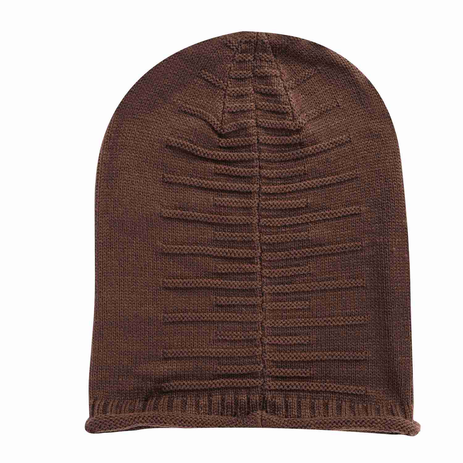 Unisex Knit Beanie Slouchy Baggy Hat Brown Hats - Tophatter Daily Deals