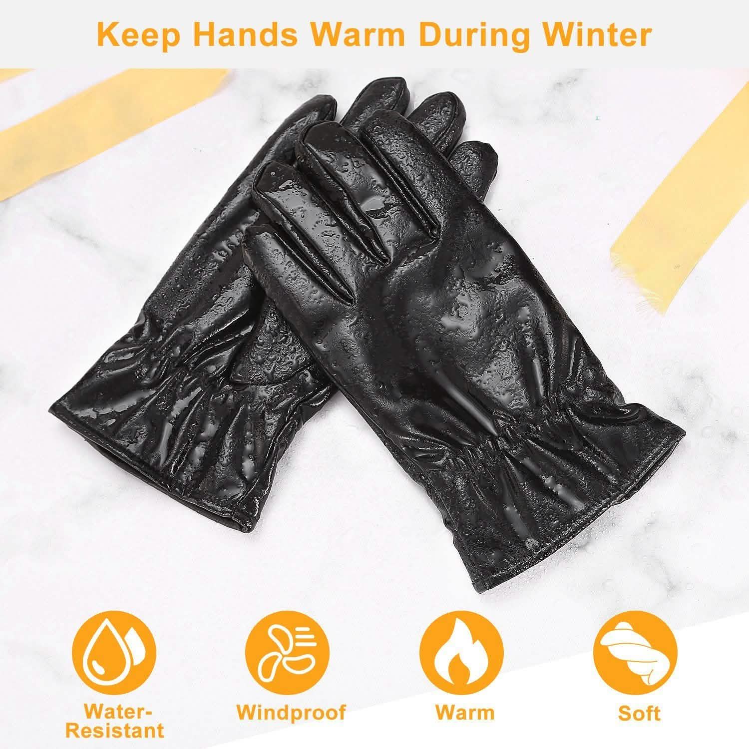 Unisex Leather Winter Warm Gloves Gloves, Scarves & Earmuffs - Tophatter Daily Deals