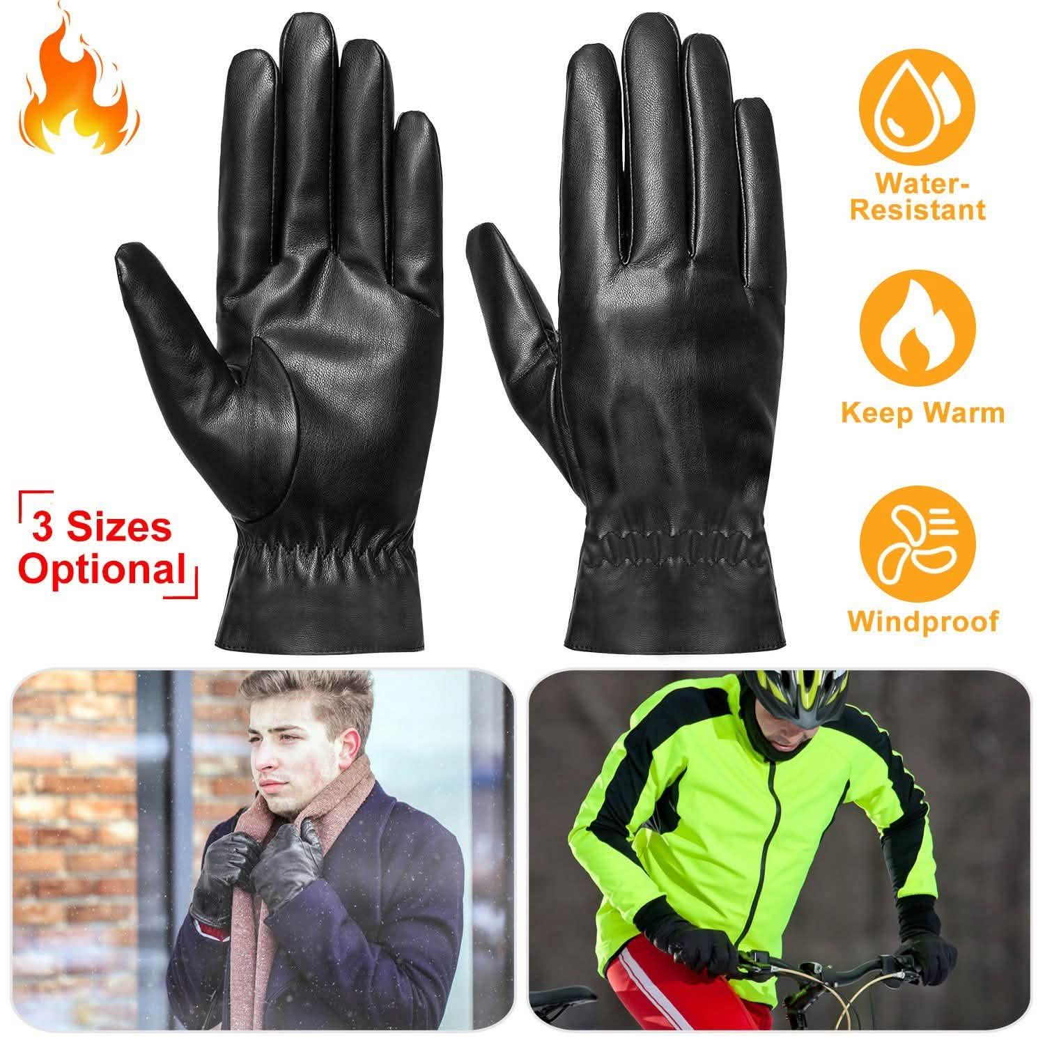 Unisex Leather Winter Warm Gloves Gloves, Scarves & Earmuffs - Tophatter Daily Deals