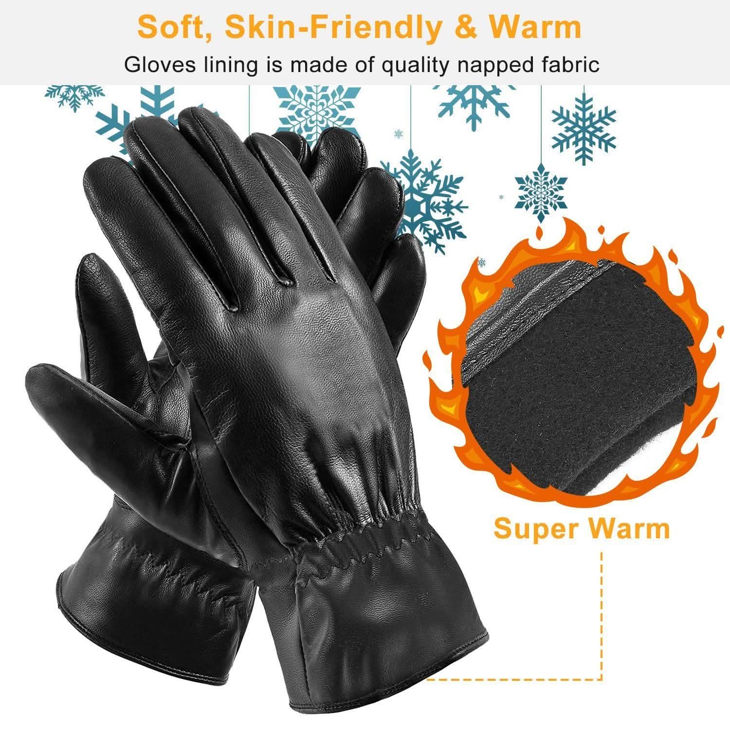 Unisex Leather Winter Warm Gloves Gloves, Scarves & Earmuffs - Tophatter Daily Deals