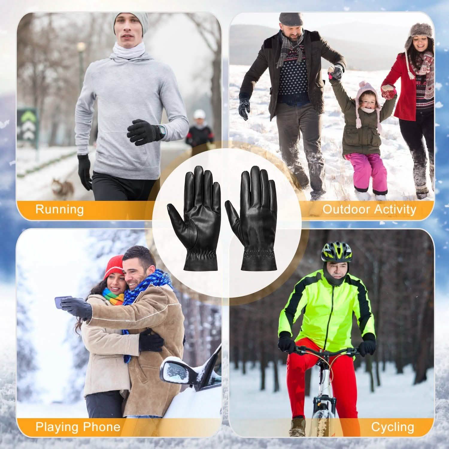 Unisex Leather Winter Warm Gloves Gloves, Scarves & Earmuffs - Tophatter Daily Deals