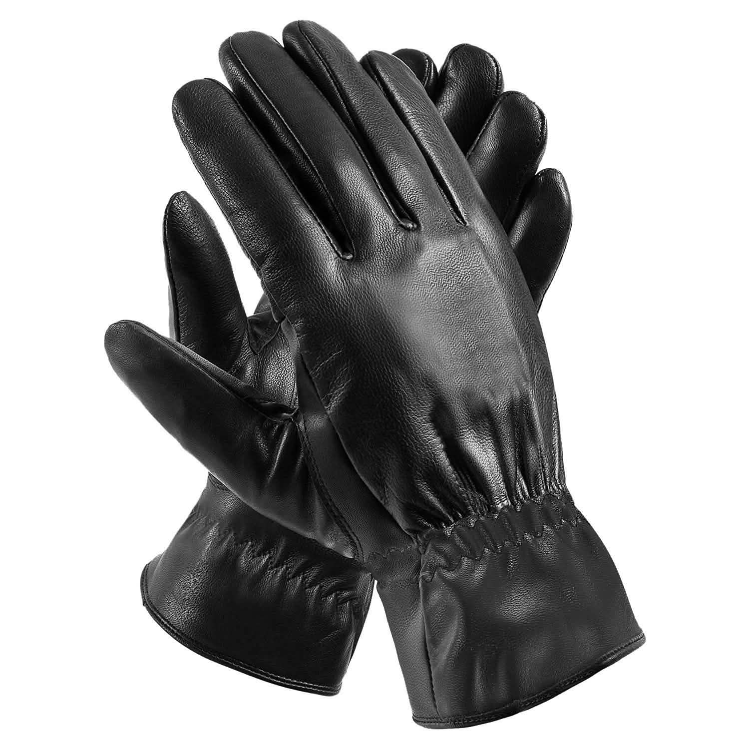Unisex Leather Winter Warm Gloves Gloves, Scarves & Earmuffs - Tophatter Daily Deals