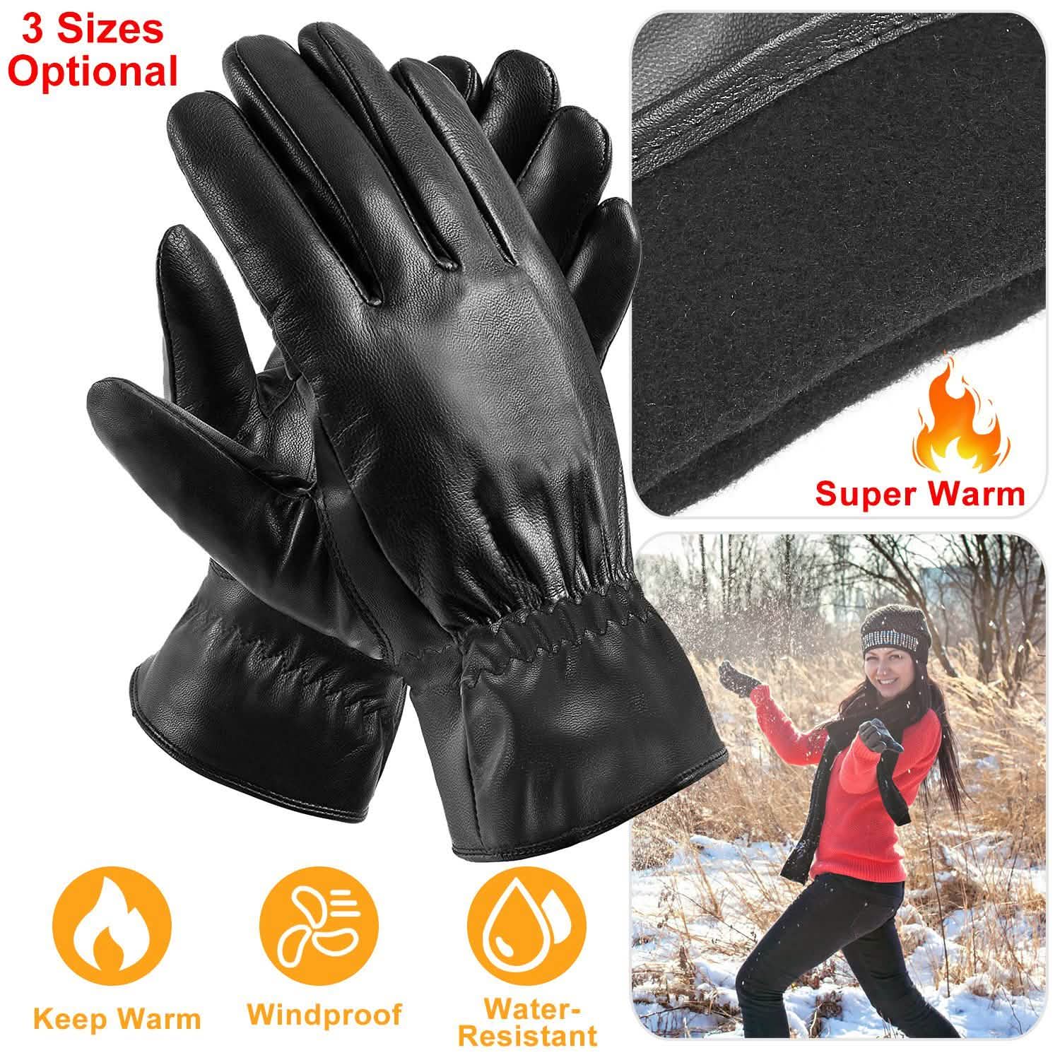 Unisex Leather Winter Warm Gloves Gloves, Scarves & Earmuffs - Tophatter Daily Deals
