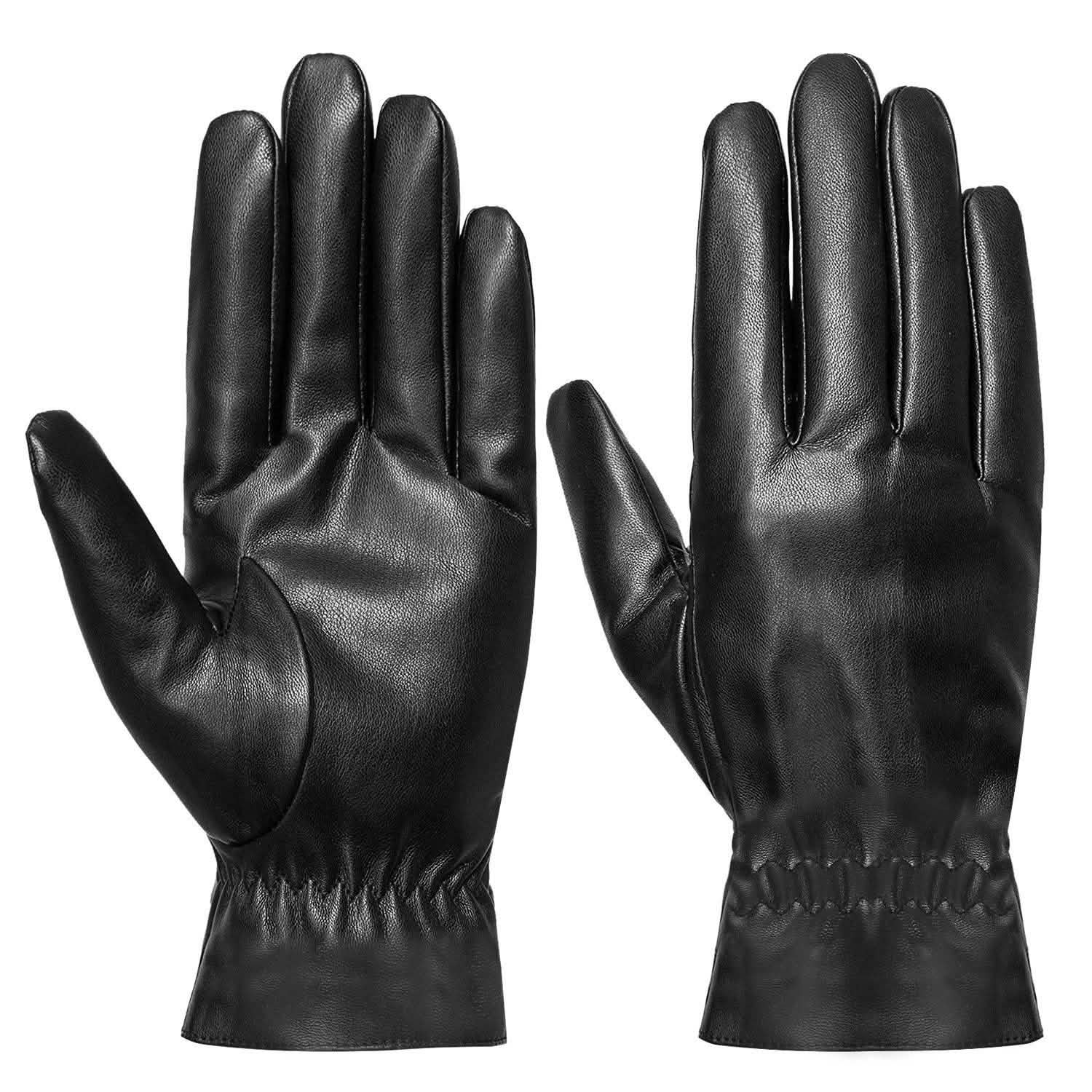 Unisex Leather Winter Warm Gloves XL Gloves, Scarves & Earmuffs - Tophatter Daily Deals