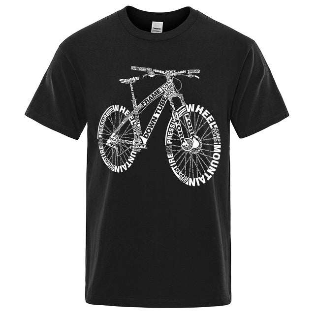 Unisex Mountain Bike Funny Print T-Shirts Black Tee - Tophatter Daily Deals