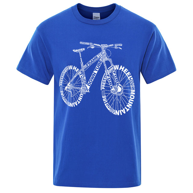 Unisex Mountain Bike Funny Print T-Shirts Blue Tee - Tophatter Daily Deals
