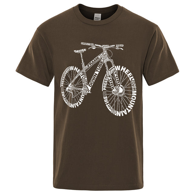 Unisex Mountain Bike Funny Print T-Shirts Brown Tee - Tophatter Daily Deals