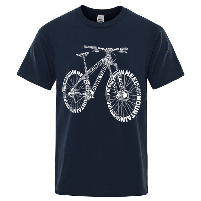 Unisex Mountain Bike Funny Print T-Shirts Dark Blue Tee - Tophatter Daily Deals