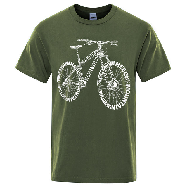 Unisex Mountain Bike Funny Print T-Shirts Dark Green Tee - Tophatter Daily Deals
