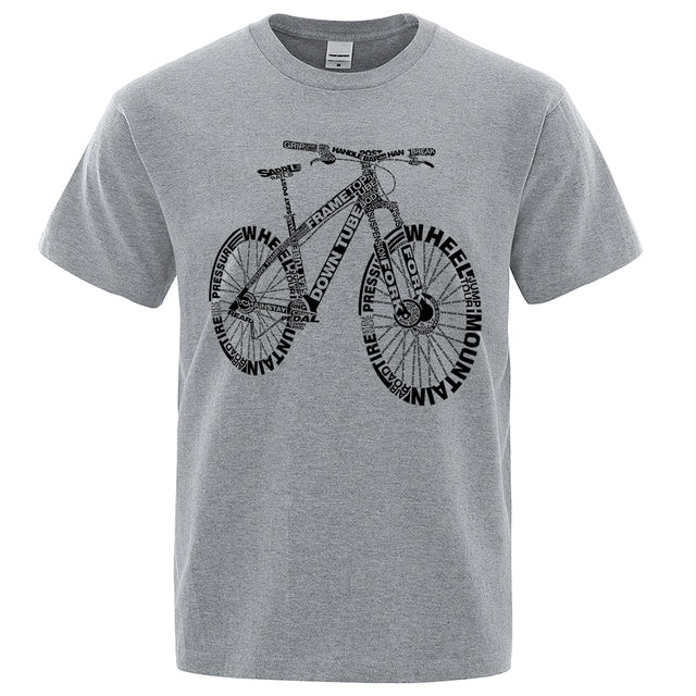 Unisex Mountain Bike Funny Print T-Shirts Gray Tee - Tophatter Daily Deals