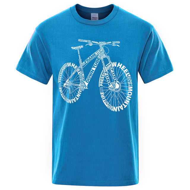 Unisex Mountain Bike Funny Print T-Shirts Light Blue Tee - Tophatter Daily Deals