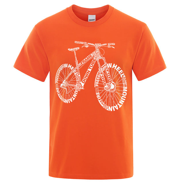Unisex Mountain Bike Funny Print T-Shirts Orange Tee - Tophatter Daily Deals