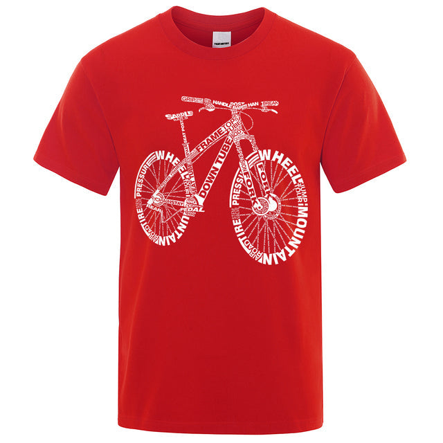 Unisex Mountain Bike Funny Print T-Shirts Red Tee - Tophatter Daily Deals