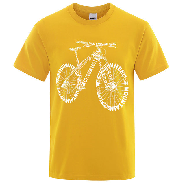 Unisex Mountain Bike Funny Print T-Shirts Yellow Tee - Tophatter Daily Deals