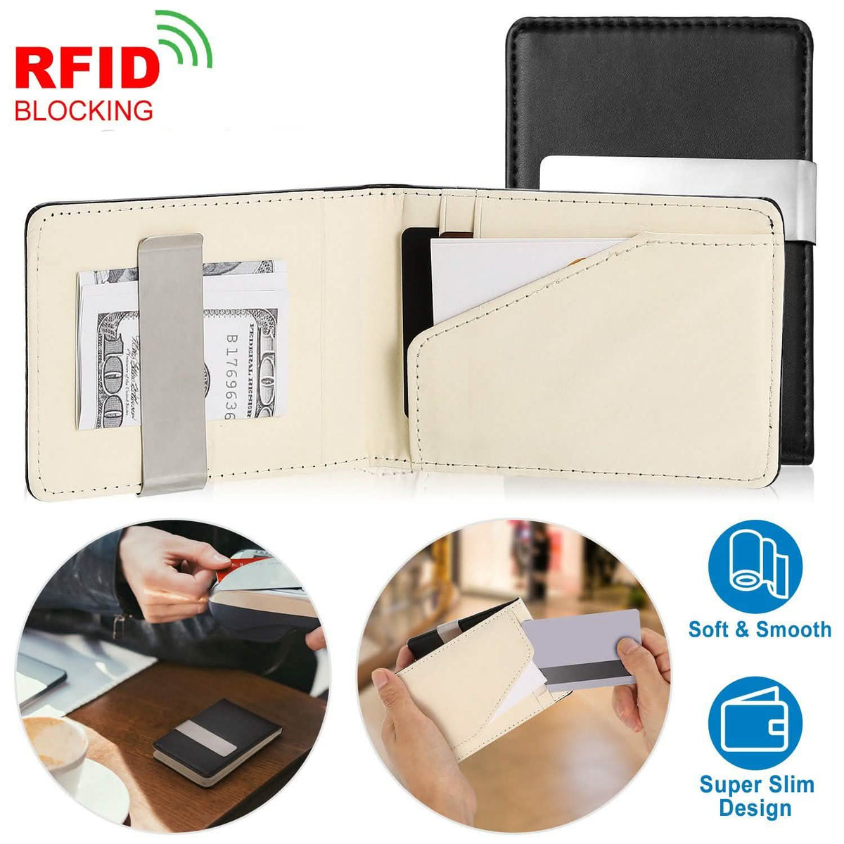 Unisex PU Leather Wallet RFID Blocking Handbags & Wallets - Tophatter Daily Deals