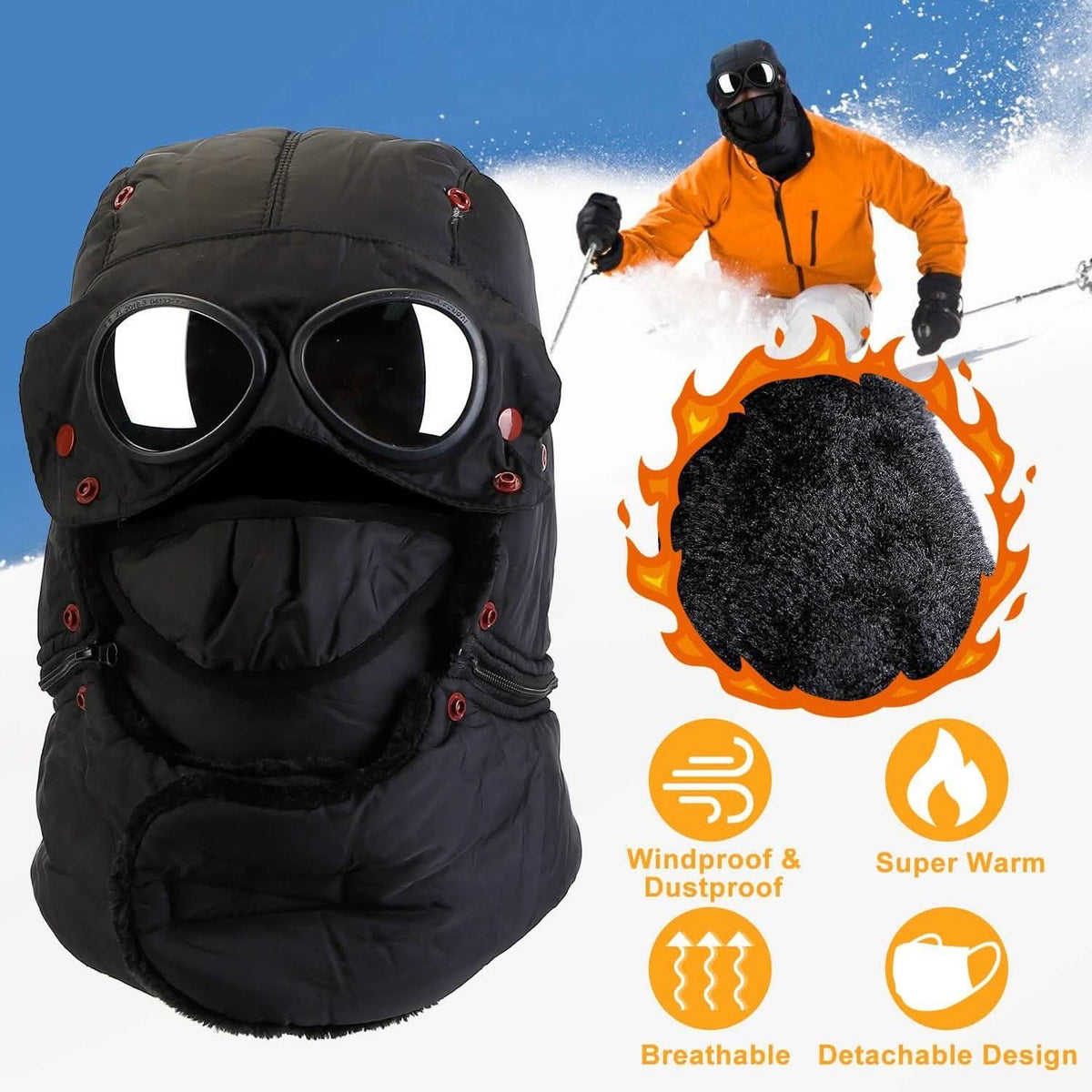 Unisex Thermal Winter Goggles Hat Outdoor Recreation - Tophatter Daily Deals