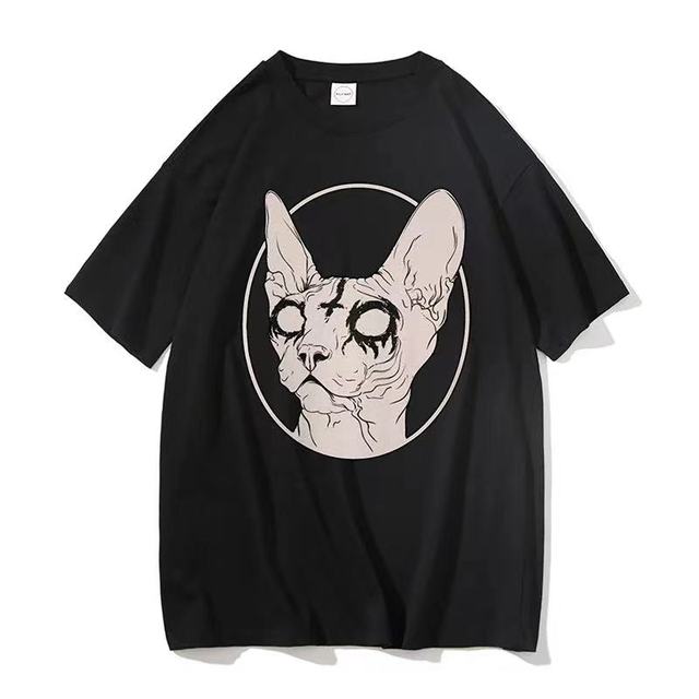 Unisex Trend Shirt Short Sleeve Tee Black Death Cats Tee - Tophatter Daily Deals