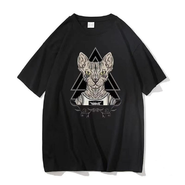 Unisex Trend Shirt Short Sleeve Tee Black Sphynx Cats Tee - Tophatter Daily Deals