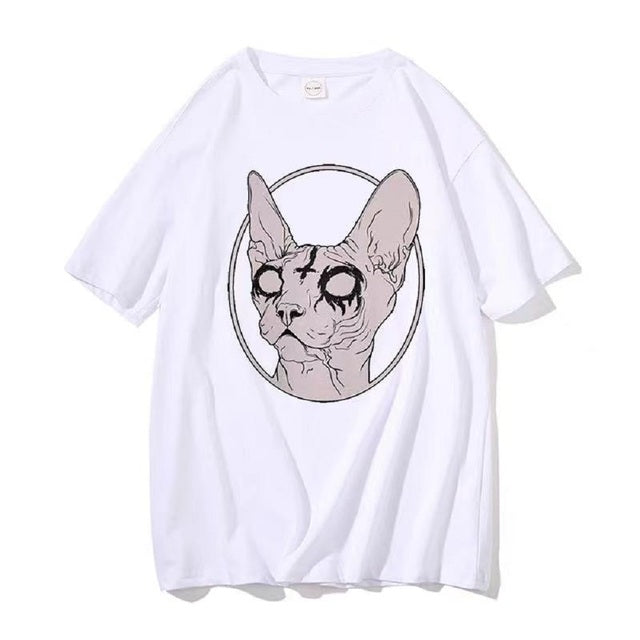 Unisex Trend Shirt Short Sleeve Tee White Death Cats Tee - Tophatter Daily Deals