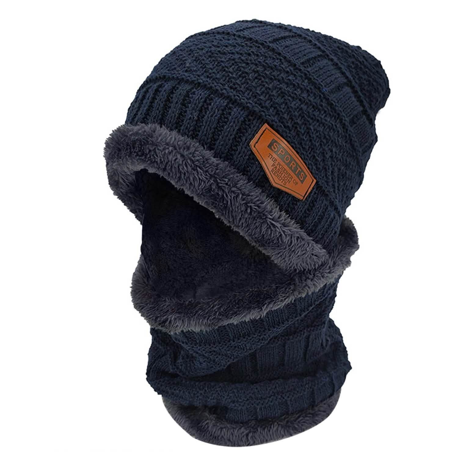 Unisex Winter Beanie Hat Scarf Set Blue Hats - Tophatter Daily Deals