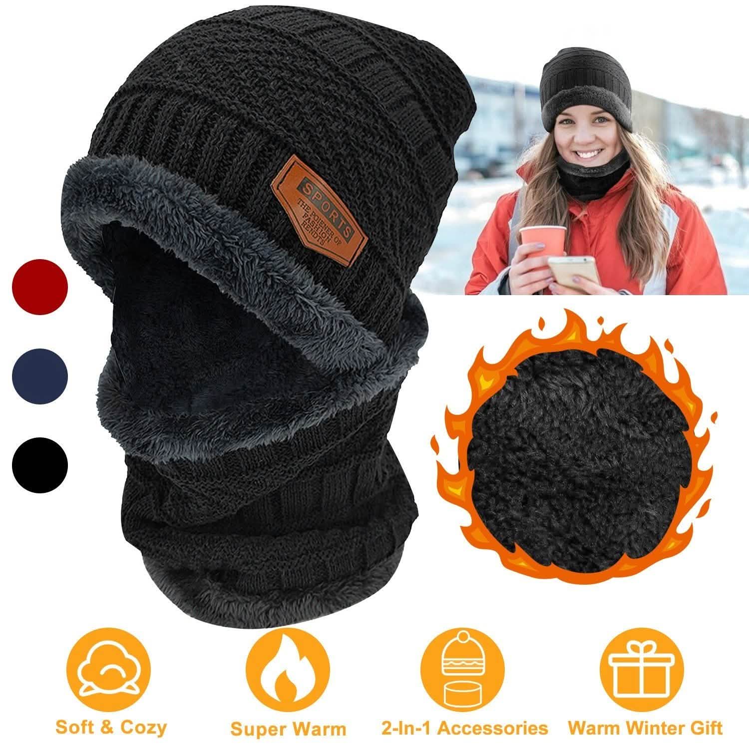 Unisex Winter Beanie Hat Scarf Set Hats - Tophatter Daily Deals