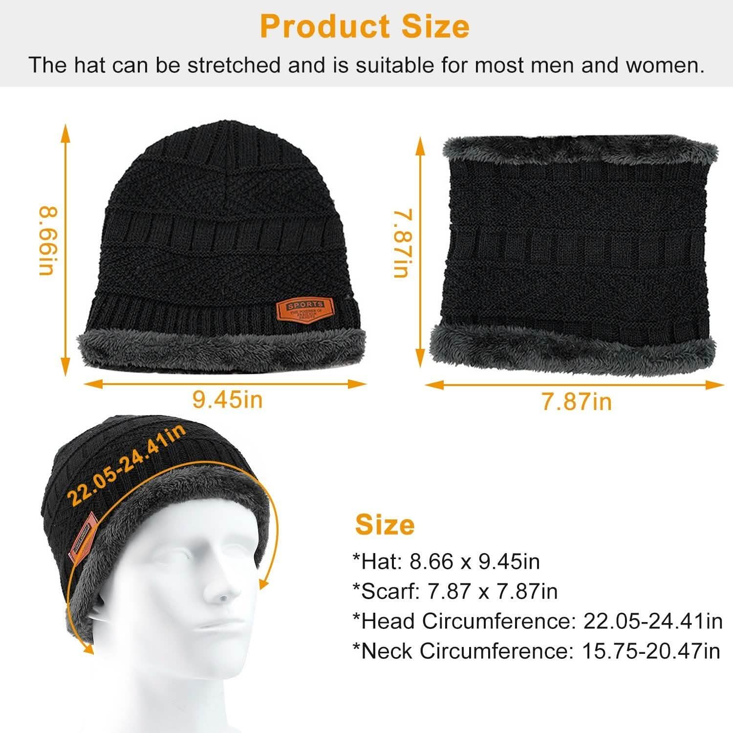 Unisex Winter Beanie Hat Scarf Set Hats - Tophatter Daily Deals