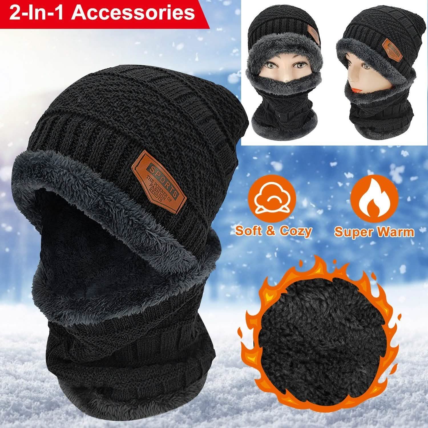Unisex Winter Beanie Hat Scarf Set Hats - Tophatter Daily Deals
