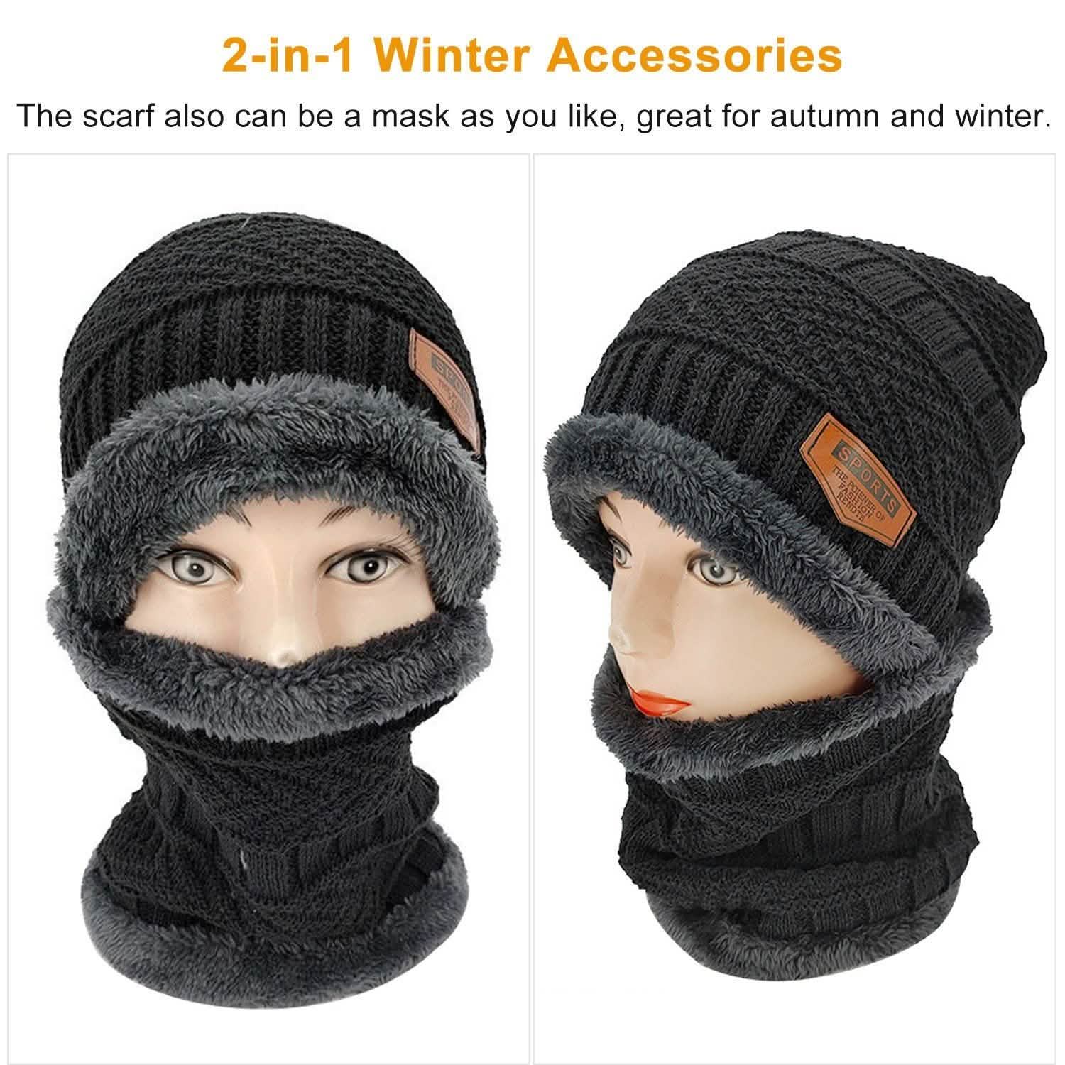 Unisex Winter Beanie Hat Scarf Set Hats - Tophatter Daily Deals