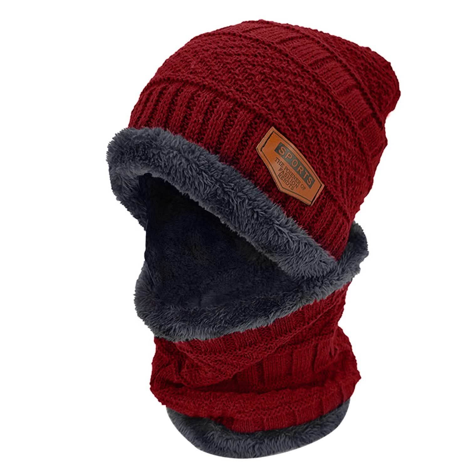 Unisex Winter Beanie Hat Scarf Set Red Hats - Tophatter Daily Deals