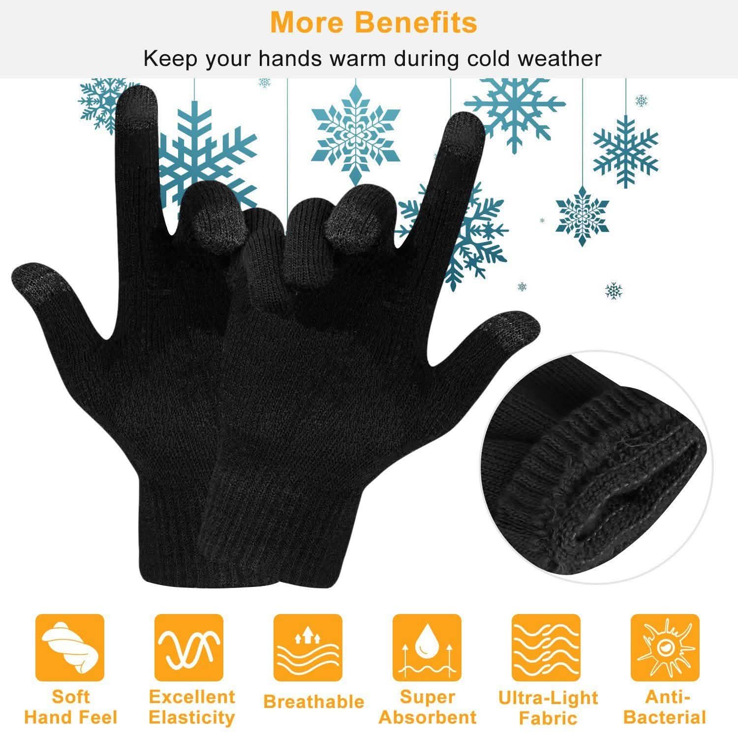 Unisex Winter Knit Gloves Touchscreen Gloves, Scarves & Earmuffs - Tophatter Daily Deals