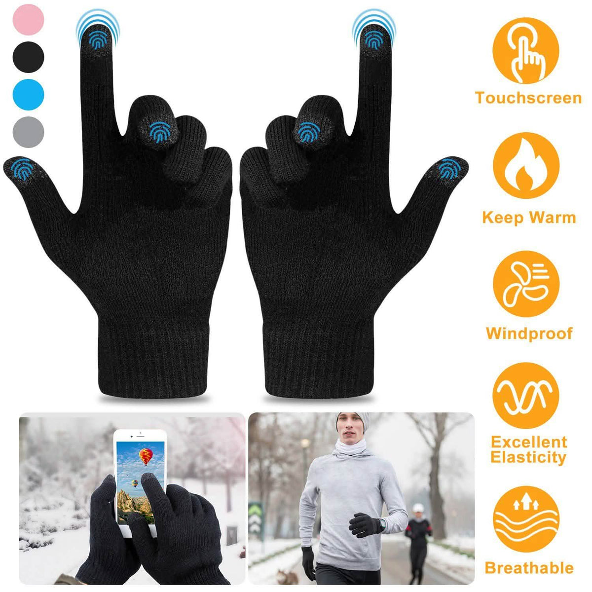 Unisex Winter Knit Gloves Touchscreen Gloves, Scarves & Earmuffs - Tophatter Daily Deals