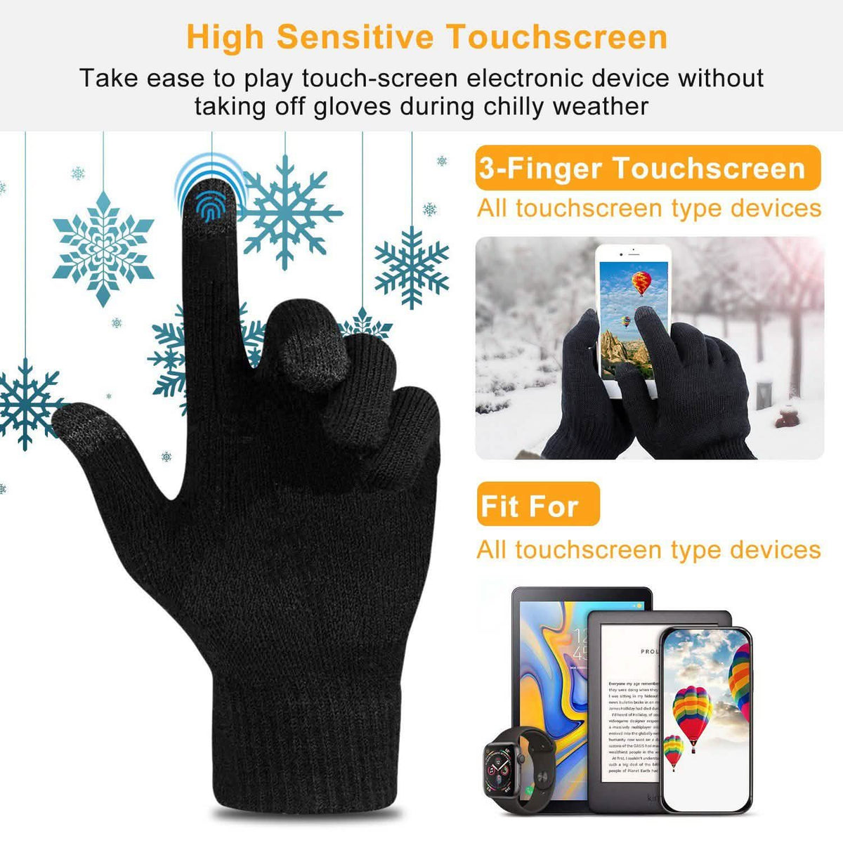 Unisex Winter Knit Gloves Touchscreen Gloves, Scarves & Earmuffs - Tophatter Daily Deals