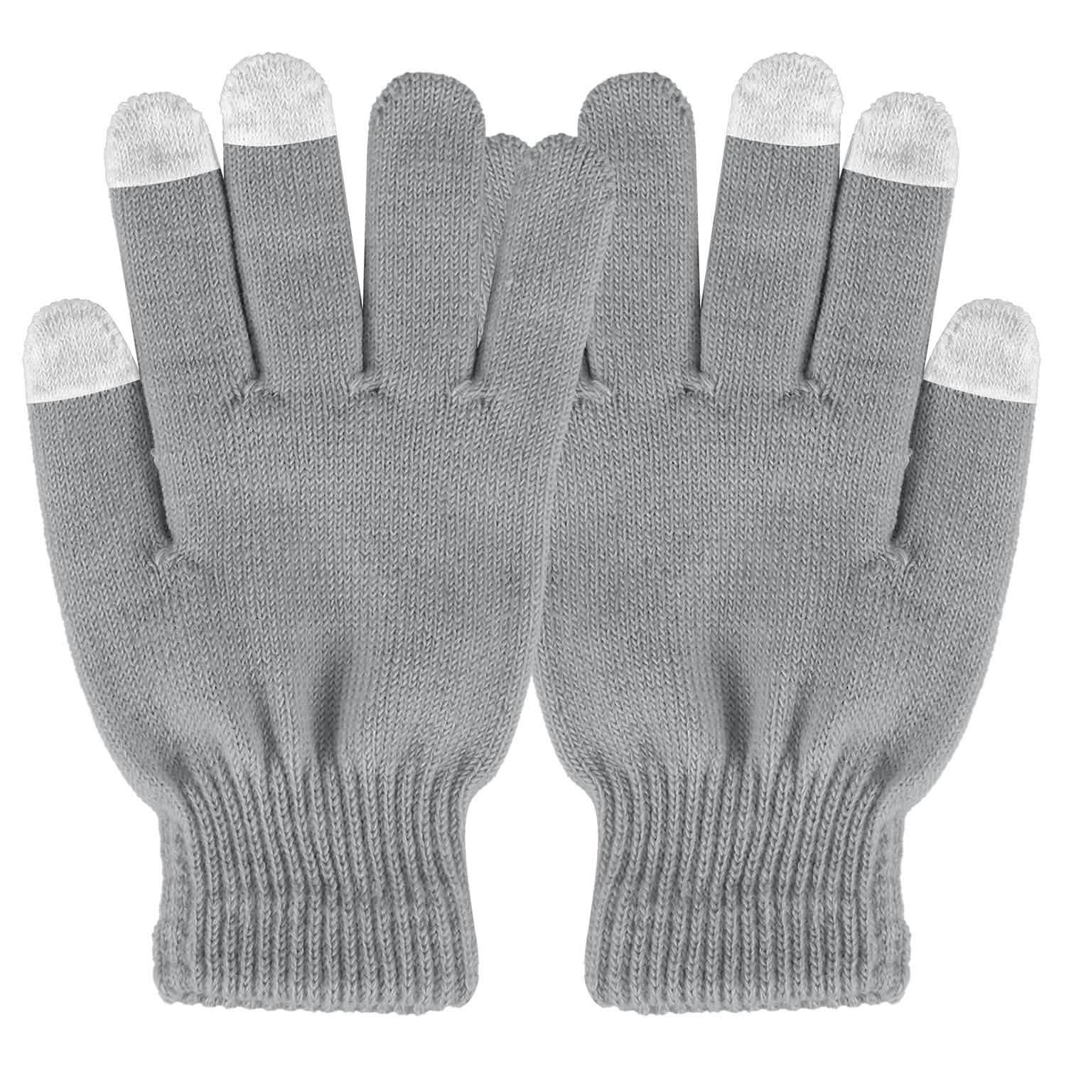 Unisex Winter Knit Gloves Touchscreen Gray Gloves, Scarves & Earmuffs - Tophatter Daily Deals