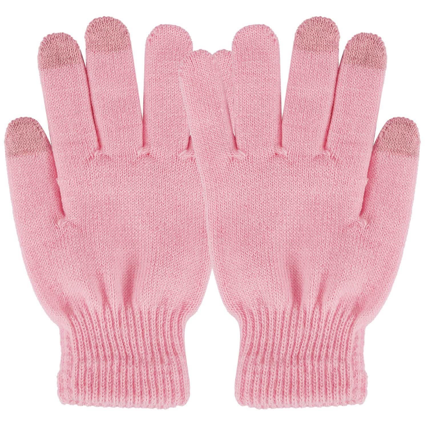 Unisex Winter Knit Gloves Touchscreen Pink Gloves, Scarves & Earmuffs - Tophatter Daily Deals