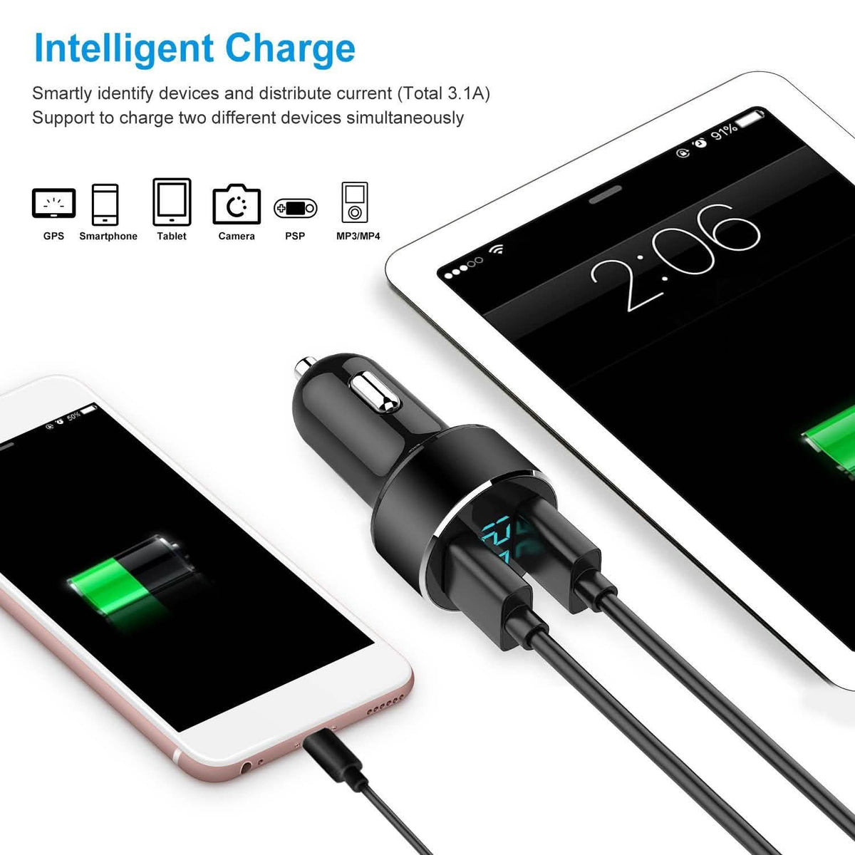 Universal 15W/3.1A Dual USB Car Charger Automotive - Tophatter Daily Deals
