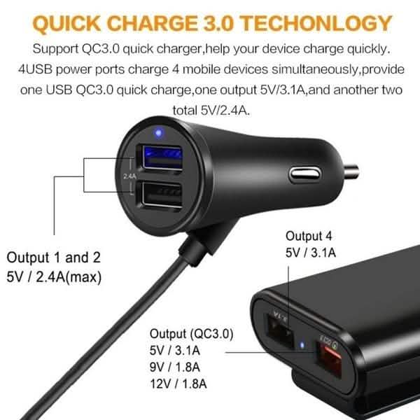 Universal 4 Ports USB Car Charger Automotive - Tophatter Daily Deals