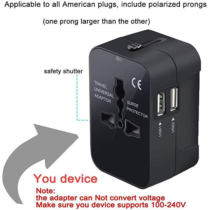 Universal All in One Worldwide Travel Adapter USB Power Adapter - Tophatter Daily Deals