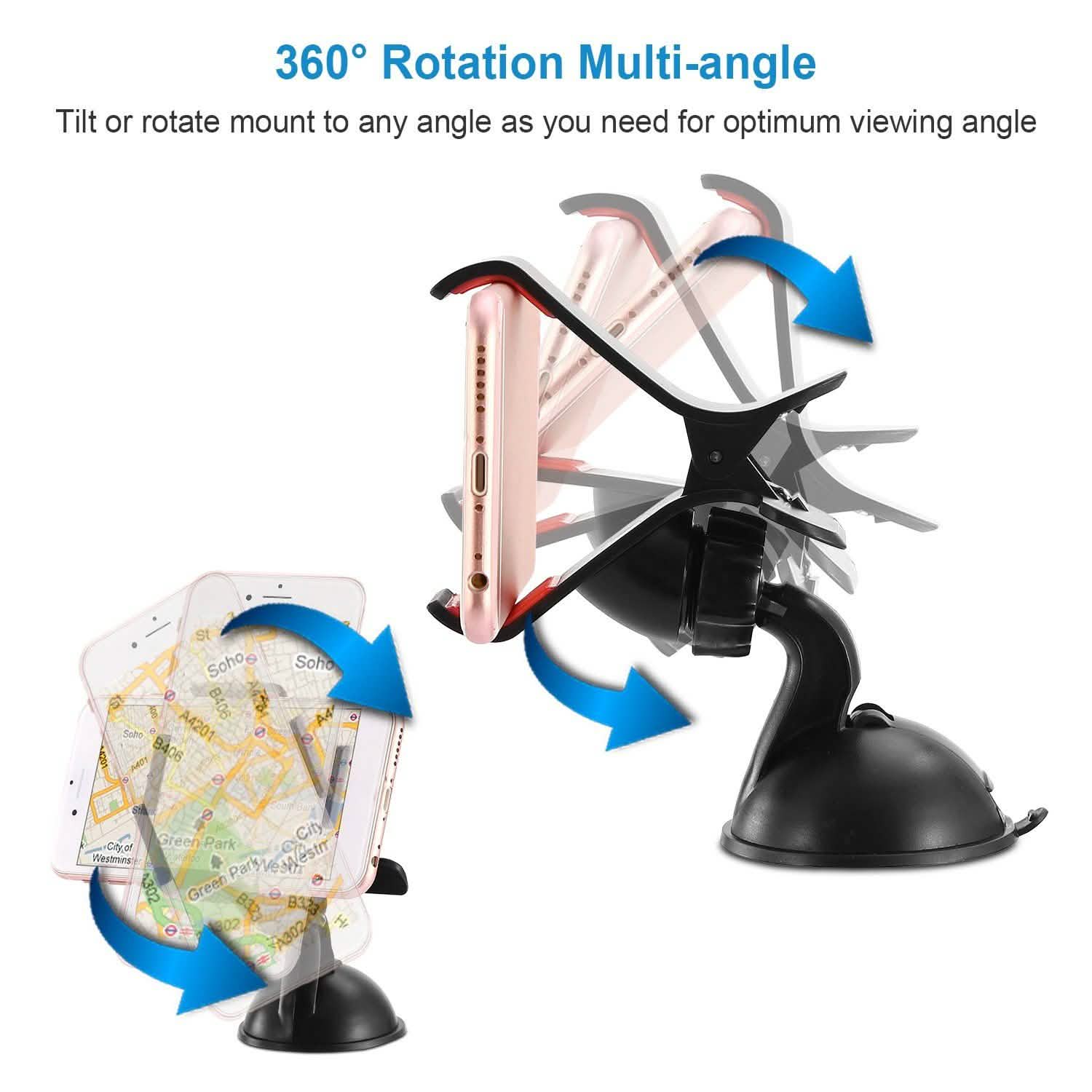 Universal Car Phone Holder 360° Rotation Mobile Accessories - Tophatter Daily Deals