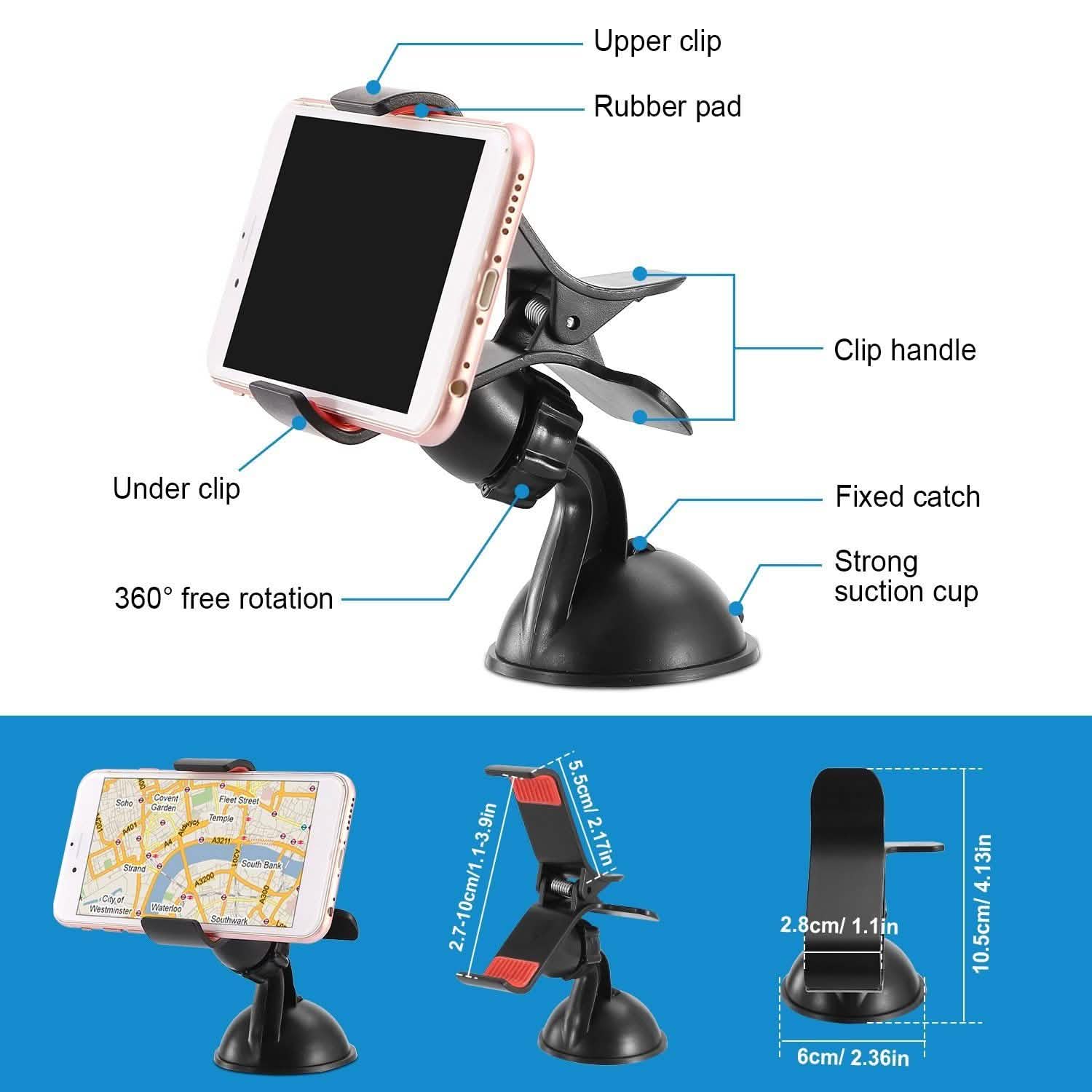 Universal Car Phone Holder 360° Rotation Mobile Accessories - Tophatter Daily Deals