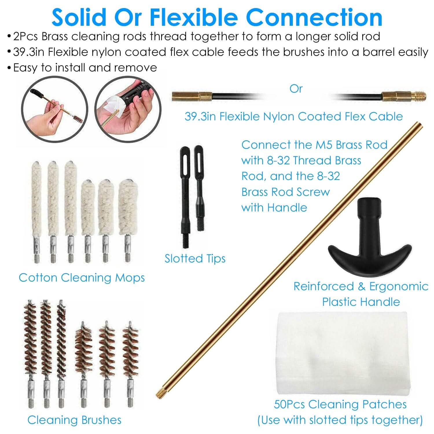 Universal Gun Cleaning Kit with 39.3" Flex Cable Brass Rod Everything Else - Tophatter Daily Deals